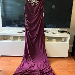 NWT Vince Camuto Purple Ruched Embellished Gown